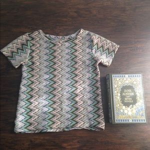 1970s Style Multicolor Zig Zag Chevron Top